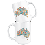 "Australia Bookish Map"15oz White Mug - Gifts For Reading Addicts