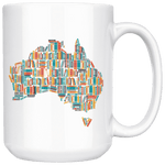 "Australia Bookish Map"15oz White Mug - Gifts For Reading Addicts