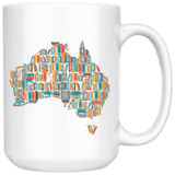 "Australia Bookish Map"15oz White Mug - Gifts For Reading Addicts