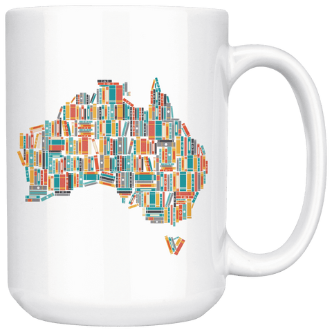 "Australia Bookish Map"15oz White Mug - Gifts For Reading Addicts