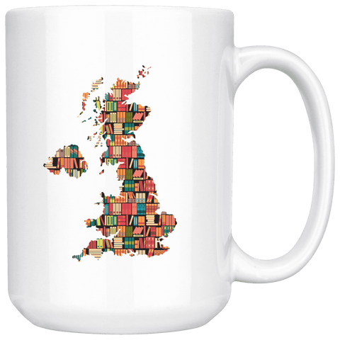 "UK Bookish Map"15oz White Mug - Gifts For Reading Addicts