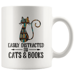 "Cats and books" 11oz white mug - Gifts For Reading Addicts