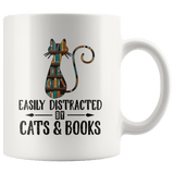 "Cats and books" 11oz white mug - Gifts For Reading Addicts