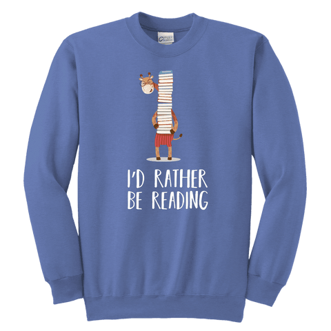 "I'd rather be reading" YOUTH CREWNECK SWEATSHIRT - Gifts For Reading Addicts