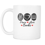 peace love books mug - Gifts For Reading Addicts