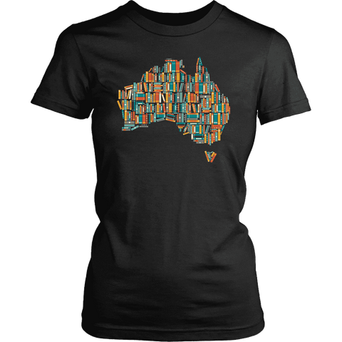 "Australia Bookish Map" Women's Fitted T-shirt - Gifts For Reading Addicts