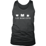 "Cats Books Coffee" Men's Tank Top - Gifts For Reading Addicts