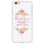 Reading floral phone case white - Gifts For Reading Addicts