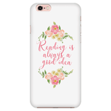 Reading floral phone case white - Gifts For Reading Addicts