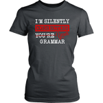 "I'm Silently Correcting Your Grammar" Women's Fitted T-shirt - Gifts For Reading Addicts