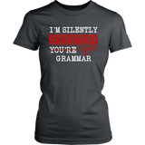 "I'm Silently Correcting Your Grammar" Women's Fitted T-shirt - Gifts For Reading Addicts