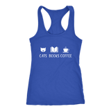 "Cats Books Coffee" Women's Tank Top - Gifts For Reading Addicts