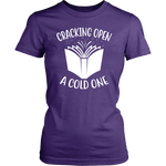 "Cracking Open A Cold One" Women's Fitted T-shirt - Gifts For Reading Addicts