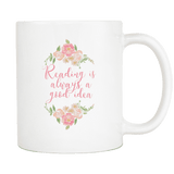 "READING"white 11oz mug - Gifts For Reading Addicts