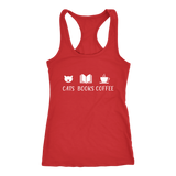 "Cats Books Coffee" Women's Tank Top - Gifts For Reading Addicts