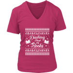 "Dashing Through The Books" V-neck Tshirt - Gifts For Reading Addicts