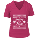 "Dashing Through The Books" V-neck Tshirt - Gifts For Reading Addicts