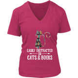 "Cats and books" V-neck Tshirt - Gifts For Reading Addicts