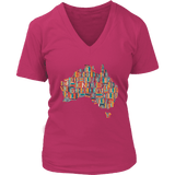 "Australia Bookish Map" V-neck Tshirt - Gifts For Reading Addicts