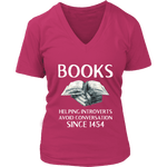 "Books" V-neck Tshirt - Gifts For Reading Addicts