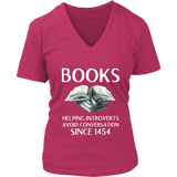 "Books" V-neck Tshirt - Gifts For Reading Addicts