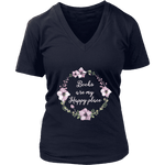 "Happy place" V-neck Tshirt - Gifts For Reading Addicts