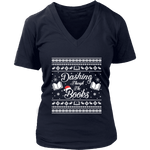 "Dashing Through The Books" V-neck Tshirt - Gifts For Reading Addicts