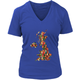 "UK Bookish Map" V-neck Tshirt - Gifts For Reading Addicts