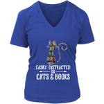 "Cats and books" V-neck Tshirt - Gifts For Reading Addicts