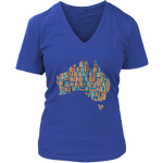 "Australia Bookish Map" V-neck Tshirt - Gifts For Reading Addicts