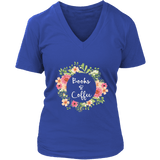 "Books & Coffee" V-neck Tshirt - Gifts For Reading Addicts