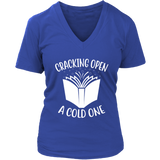 "Cracking Open A Cold One" V-neck Tshirt - Gifts For Reading Addicts