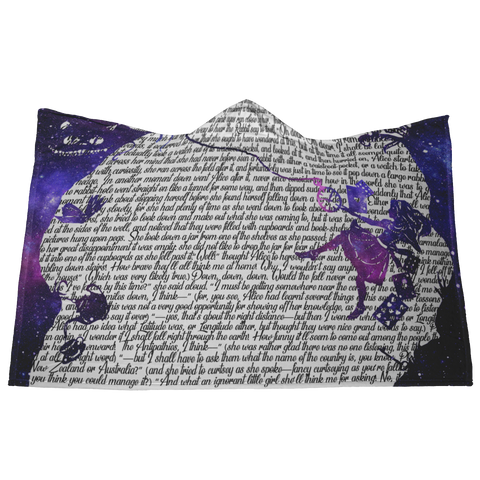 Alice's Adventures In Wonderland Book Page Hooded Blanket - Gifts For Reading Addicts
