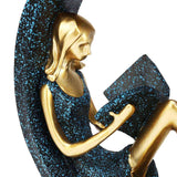 Handmade Blue Resin Reading Girl Figurines - Gifts For Reading Addicts