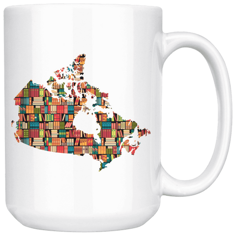 "Canada Bookish Map"15oz White Mug - Gifts For Reading Addicts