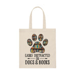 Dogs & Books Canvas Tote Bag - Vintage style - Gifts For Reading Addicts