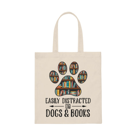 Dogs & Books Canvas Tote Bag - Vintage style - Gifts For Reading Addicts