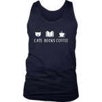 "Cats Books Coffee" Men's Tank Top - Gifts For Reading Addicts