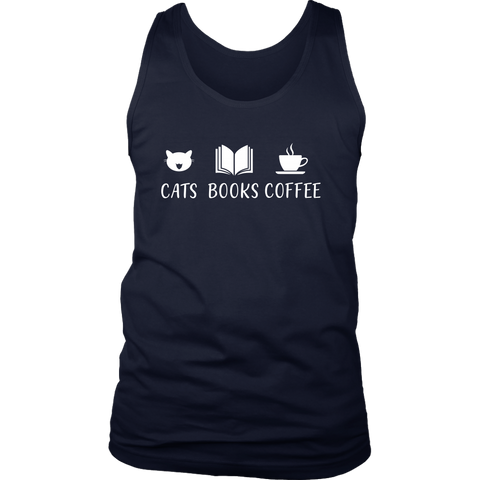 "Cats Books Coffee" Men's Tank Top - Gifts For Reading Addicts