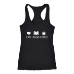 "Cats Books Coffee" Women's Tank Top - Gifts For Reading Addicts