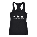 "Cats Books Coffee" Women's Tank Top - Gifts For Reading Addicts