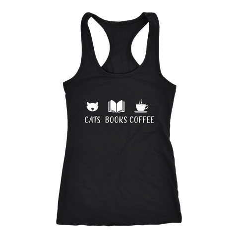 "Cats Books Coffee" Women's Tank Top - Gifts For Reading Addicts