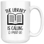 "The library"15oz white mug - Gifts For Reading Addicts