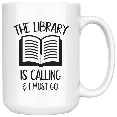 "The library"15oz white mug - Gifts For Reading Addicts