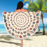 Light Brown Bookish Round Beach Blanket - Gifts For Reading Addicts