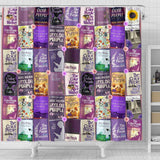 Color Purple Book Covers Pattern Curtain - Gifts For Reading Addicts