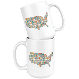 "USA Bookish Map"15oz White Mug - Gifts For Reading Addicts