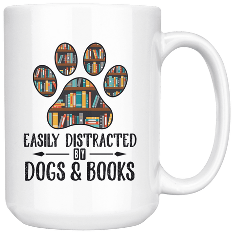 "Dogs and books"15oz white mug - Gifts For Reading Addicts