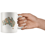 "Australia Bookish Map"11oz White Mug - Gifts For Reading Addicts