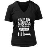 "Punish A Bookworm" V-neck Tshirt - Gifts For Reading Addicts